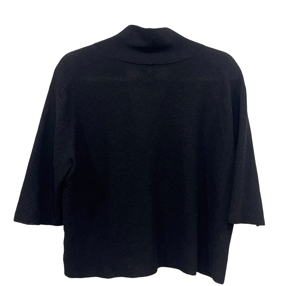 Eileen Fisher Petite Black Knit Wool Cardigan Sweater P L Bolero Shrug - Picture 5 of 8